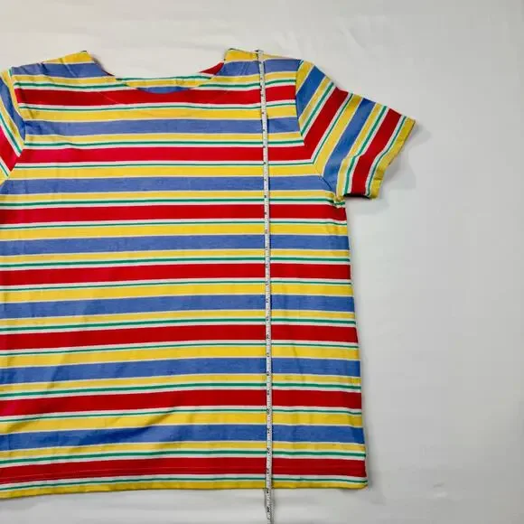Jaclyn Smith Sport Multicolor Striped Tee Women’s Large 90s Skate Whimsy VTG - Picture 9 of 11